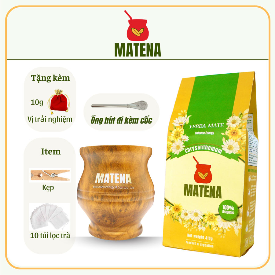 (Combo Trà + Cốc)  Trà Yerba Mate dòng Hoa Cúc Vàng